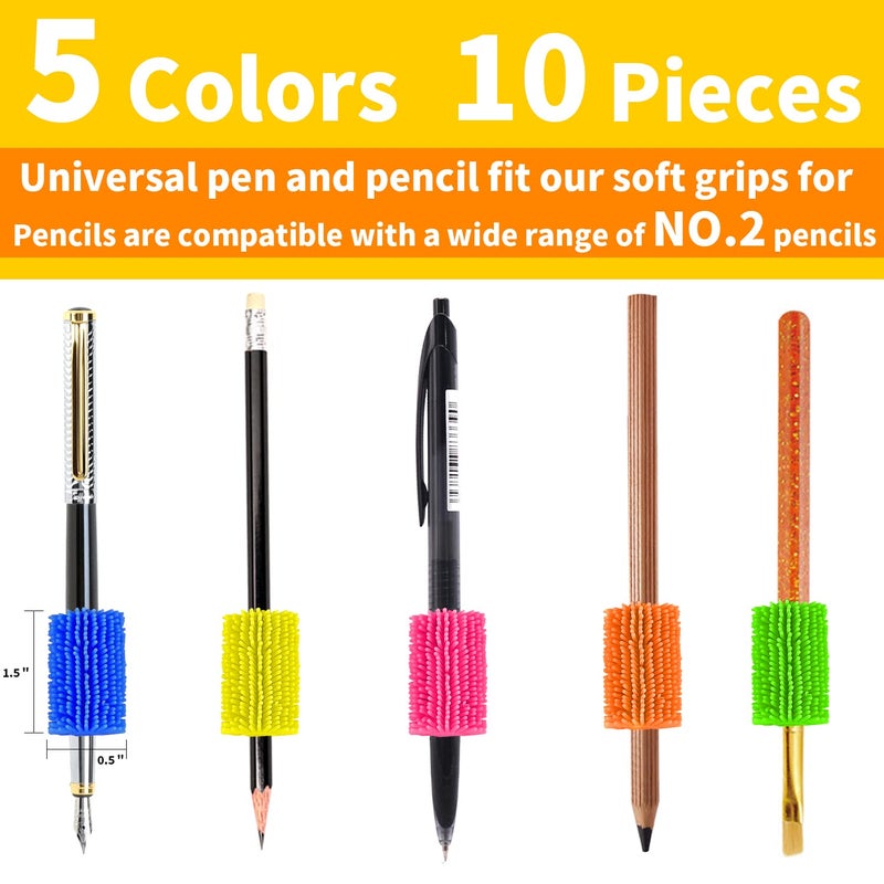 Galagee Reusable Squishy Pencil Grips for Kids Handwriting - Perfect Colorful Cushioned Pencil Holder Writing Aid Grip Trainer Universal Ergonomic Writing Aid For Righties And Lefties (10 Pcs) - Image 3